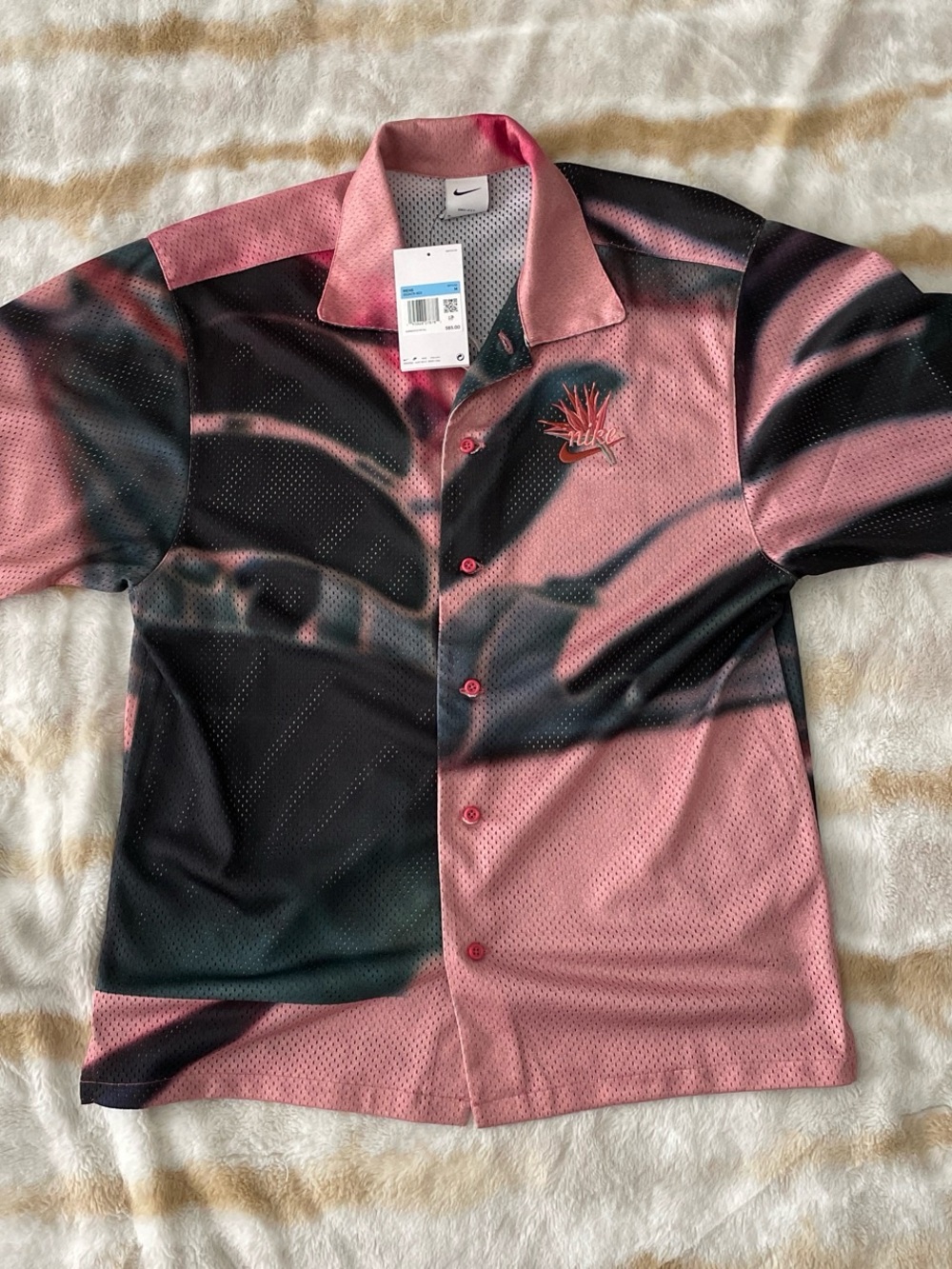 Nike Pink and Black Short-Sleeve Button Down Shirt